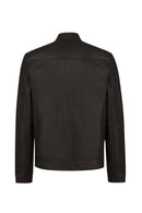 Felibe Male Black Mandarin Collar Leather Jacket | Derimod Felibe Male Black Mandarin Collar Leather Jacket | Derimod