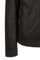 Felibe Male Black Mandarin Collar Leather Jacket | Derimod Felibe Male Black Mandarin Collar Leather Jacket | Derimod