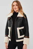 Megeve Kadın Siyah Deri Ceket | Derimod Megeve Kadın Siyah Deri Ceket | Derimod