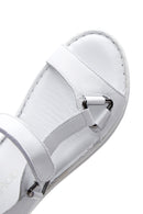 Women's White Leather Comfort Sandals | Derimod Women's White Leather Comfort Sandals | Derimod