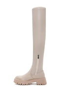 Women's Beige Laptop Thick Soled Zippered Casual Boots | Derimod Women's Beige Laptop Thick Soled Zippered Casual Boots | Derimod