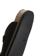 Men's Black Buckled Nubuck Leather Slippers | Derimod Men's Black Buckled Nubuck Leather Slippers | Derimod