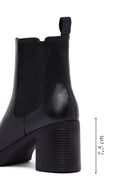Woman Black Chunky Heels Leather Chelsea Boots | Derimod Woman Black Chunky Heels Leather Chelsea Boots | Derimod