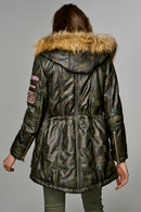 Havana Kadın Haki Yakası Kürklü Deri Kaban | Derimod Havana Kadın Haki Yakası Kürklü Deri Kaban | Derimod