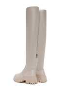 Women's Beige Laptop Thick Soled Zippered Casual Boots | Derimod Women's Beige Laptop Thick Soled Zippered Casual Boots | Derimod