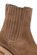 Women's Tan Suede Leather Chelsea Boots | Derimod Women's Tan Suede Leather Chelsea Boots | Derimod