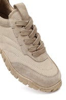 Women's Beige Lace-up Leather Sneaker | Derimod Women's Beige Lace-up Leather Sneaker | Derimod