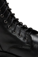 Women's Black Leather Thick Soled Boots | Derimod Women's Black Leather Thick Soled Boots | Derimod