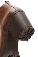 Women's Brown Zippered Thick Heeled Boots | Derimod Women's Brown Zippered Thick Heeled Boots | Derimod