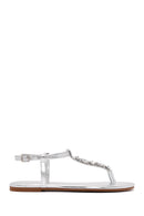 Women's Silver Stone Flip-Flop Sandals | Derimod Women's Silver Stone Flip-Flop Sandals | Derimod