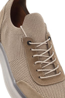 Men's Mink Thick Sole Lace Up Fabric Sneaker | Derimod Men's Mink Thick Sole Lace Up Fabric Sneaker | Derimod