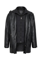Nathan Men's Black Leather Coat | Derimod Nathan Men's Black Leather Coat | Derimod