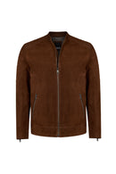 Howard Male Brown Slim-Fit Suede Leather Jacket | Derimod Howard Male Brown Slim-Fit Suede Leather Jacket | Derimod