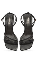 Women's Black Ankle Strap Heeled Patent Leather Sandals | Derimod Women's Black Ankle Strap Heeled Patent Leather Sandals | Derimod