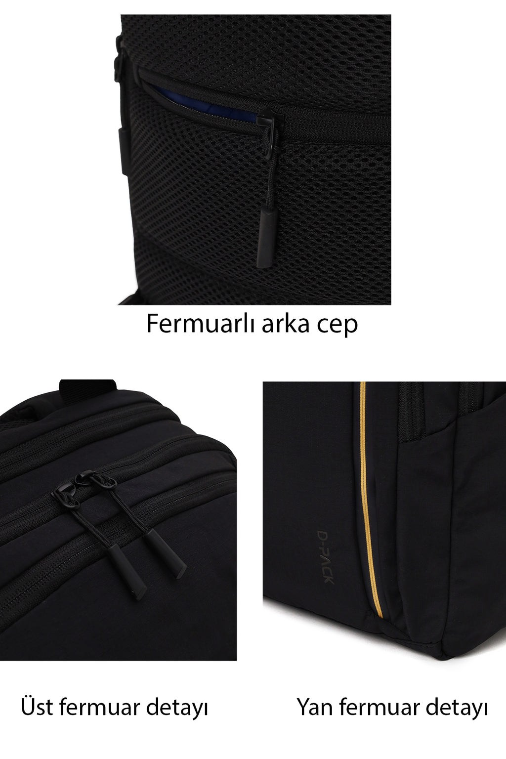 Unisex Siyah Kumaş Sırt Çantası