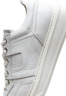 Men's White Lace-up Leather Sneaker | Derimod Men's White Lace-up Leather Sneaker | Derimod
