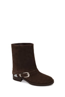 Woman Mink Buckled Suede Boots | Derimod Woman Mink Buckled Suede Boots | Derimod