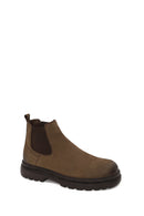 Male Beige Thick-Soled Nubuck Leather Chelsea Boots | Derimod Male Beige Thick-Soled Nubuck Leather Chelsea Boots | Derimod