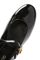 Kadın Siyah Bantlı Rugan Deri Babet | Derimod Kadın Siyah Bantlı Rugan Deri Babet | Derimod