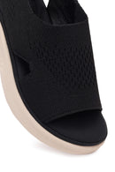 Women's Black Strapped Thick-Soled Fabric Comfort Sandals | Derimod Women's Black Strapped Thick-Soled Fabric Comfort Sandals | Derimod