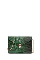 Women's Green Long Strap Crocodile Crossbody Bag | Derimod Women's Green Long Strap Crocodile Crossbody Bag | Derimod