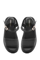 Women's Black Ankle Buckle Thick Soled Leather Sandals | Derimod Women's Black Ankle Buckle Thick Soled Leather Sandals | Derimod