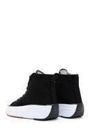 Women's Black Thick Sole High Top Sneaker | Derimod Women's Black Thick Sole High Top Sneaker | Derimod