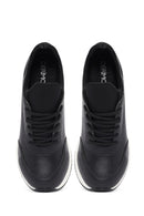 Woman Black Lace-Up Wedge Sneaker | Derimod Woman Black Lace-Up Wedge Sneaker | Derimod