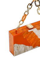 Women's Orange Long Chain Strap Mini Box Bag | Derimod Women's Orange Long Chain Strap Mini Box Bag | Derimod