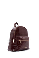 Women's Claret Red Patterned Backpack | Derimod Women's Claret Red Patterned Backpack | Derimod