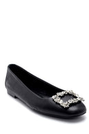 Women's Leather Stone Ballerinas | Derimod Women's Leather Stone Ballerinas | Derimod
