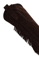 Woman Brown Tassel Chunky-Heeled Suede Leather Cowboy Boots | Derimod Woman Brown Tassel Chunky-Heeled Suede Leather Cowboy Boots | Derimod