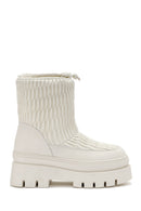 Women's Cream Thick Soled Fabric Boots | Derimod Women's Cream Thick Soled Fabric Boots | Derimod