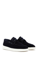 Men's Navy Blue Lace-up Suede Leather Casual Shoes | Derimod Men's Navy Blue Lace-up Suede Leather Casual Shoes | Derimod