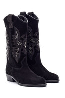 Women's Suede Leather Cowboy Boots | Derimod Women's Suede Leather Cowboy Boots | Derimod