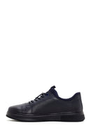 Erkek Lacivert Bağcıklı Deri Sneaker | Derimod Erkek Lacivert Bağcıklı Deri Sneaker | Derimod