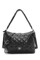 Kadın Siyah Uzun Askılı Kapitone Desenli Omuz Çantası | Derimod Kadın Siyah Uzun Askılı Kapitone Desenli Omuz Çantası | Derimod