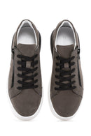 Men's Gray Lace-Up Nubuck Leather Sneaker | Derimod Men's Gray Lace-Up Nubuck Leather Sneaker | Derimod