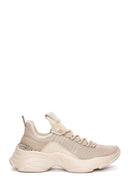 Derimod Zero Women's Beige Lace-Up Stone Detailed Sneakers | Derimod Derimod Zero Women's Beige Lace-Up Stone Detailed Sneakers | Derimod