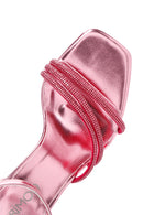 Women's Pink Ankle Strap Stone Thin Heel Sandals | Derimod Women's Pink Ankle Strap Stone Thin Heel Sandals | Derimod