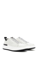Men's White Thick Sole Lace Up Leather Sneaker | Derimod Men's White Thick Sole Lace Up Leather Sneaker | Derimod