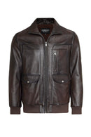 Bryan Men's Brown Leather Jacket | Derimod Bryan Men's Brown Leather Jacket | Derimod