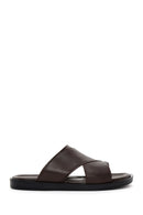 Men's Brown Leather Slippers | Derimod Men's Brown Leather Slippers | Derimod