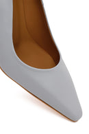 Woman Light Blue Thick-Heeled Leather Stiletto | Derimod Woman Light Blue Thick-Heeled Leather Stiletto | Derimod