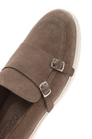 Men's Beige Double Buckle Suede Leather Casual Loafer | Derimod Men's Beige Double Buckle Suede Leather Casual Loafer | Derimod