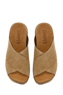 Camper Men's Brown Brutus Leather Slippers | Derimod Camper Men's Brown Brutus Leather Slippers | Derimod