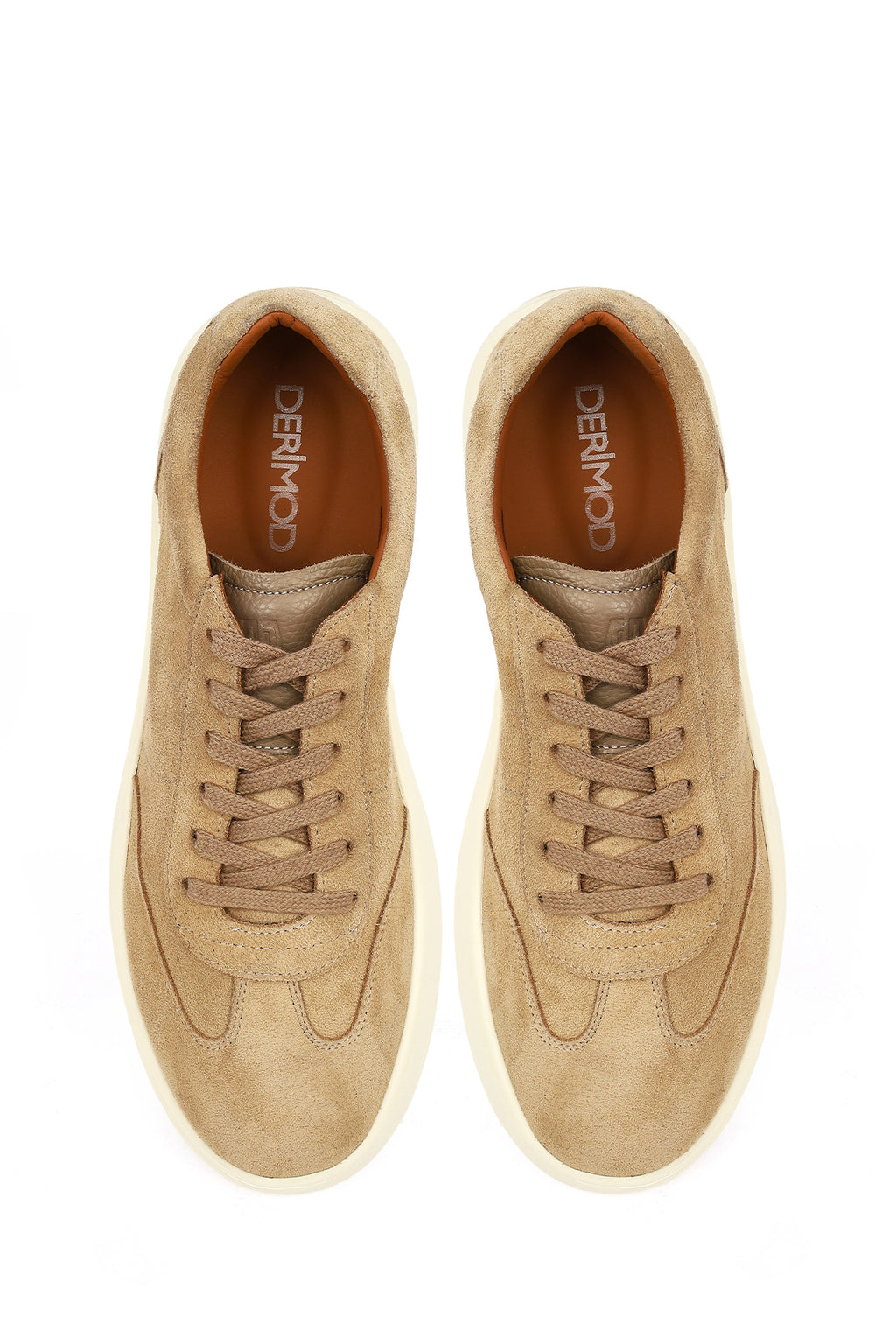 Erkek Bej Bağcıklı Süet Deri Sneaker