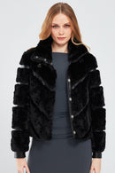 Melrose Women's Black Teddy Leather Jacket | Derimod Melrose Women's Black Teddy Leather Jacket | Derimod