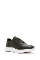 Men's Khaki Lace-up Thick-Sole Leather Sneaker | Derimod Men's Khaki Lace-up Thick-Sole Leather Sneaker | Derimod