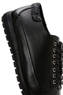 Women's Black Leather Casual Sneaker | Derimod Women's Black Leather Casual Sneaker | Derimod